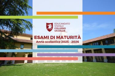 Esami di Stato, nella foto di può vedere il chiostro dell'Educandato con la grafica dedicata agli esami di Maturità anno scolastico 2025-2026